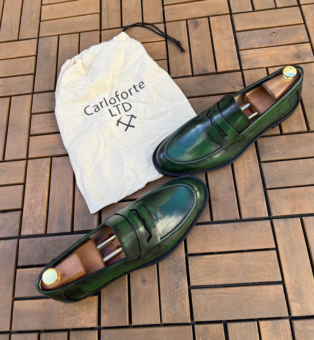 MOCASSIN DEMASQUABLE vert patiné