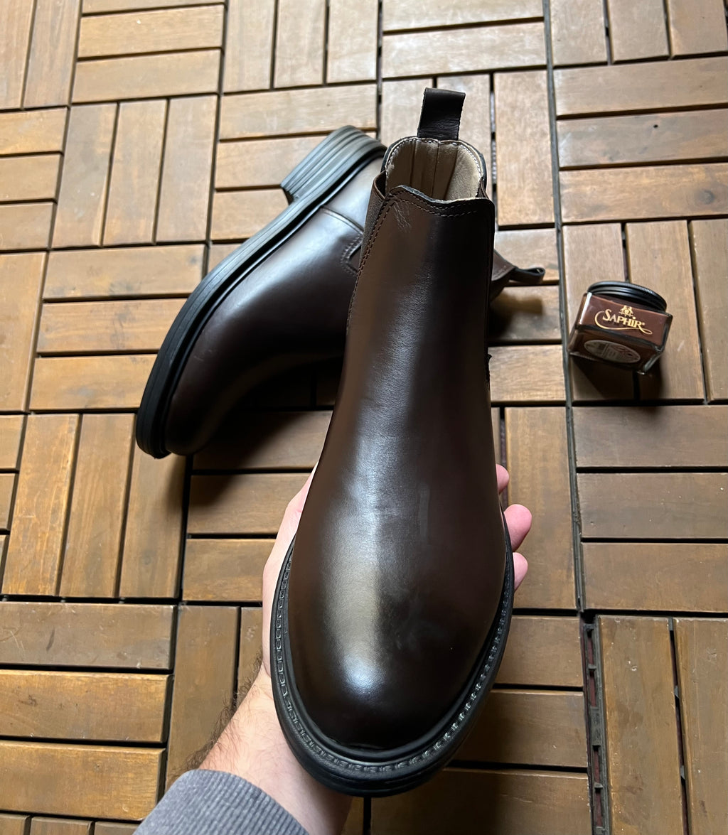 Chelsea boots en cuir marron