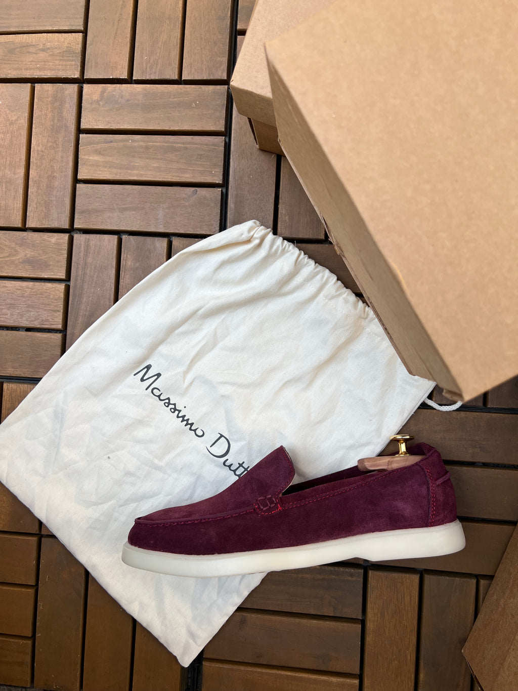 Mocassin daim bordeux