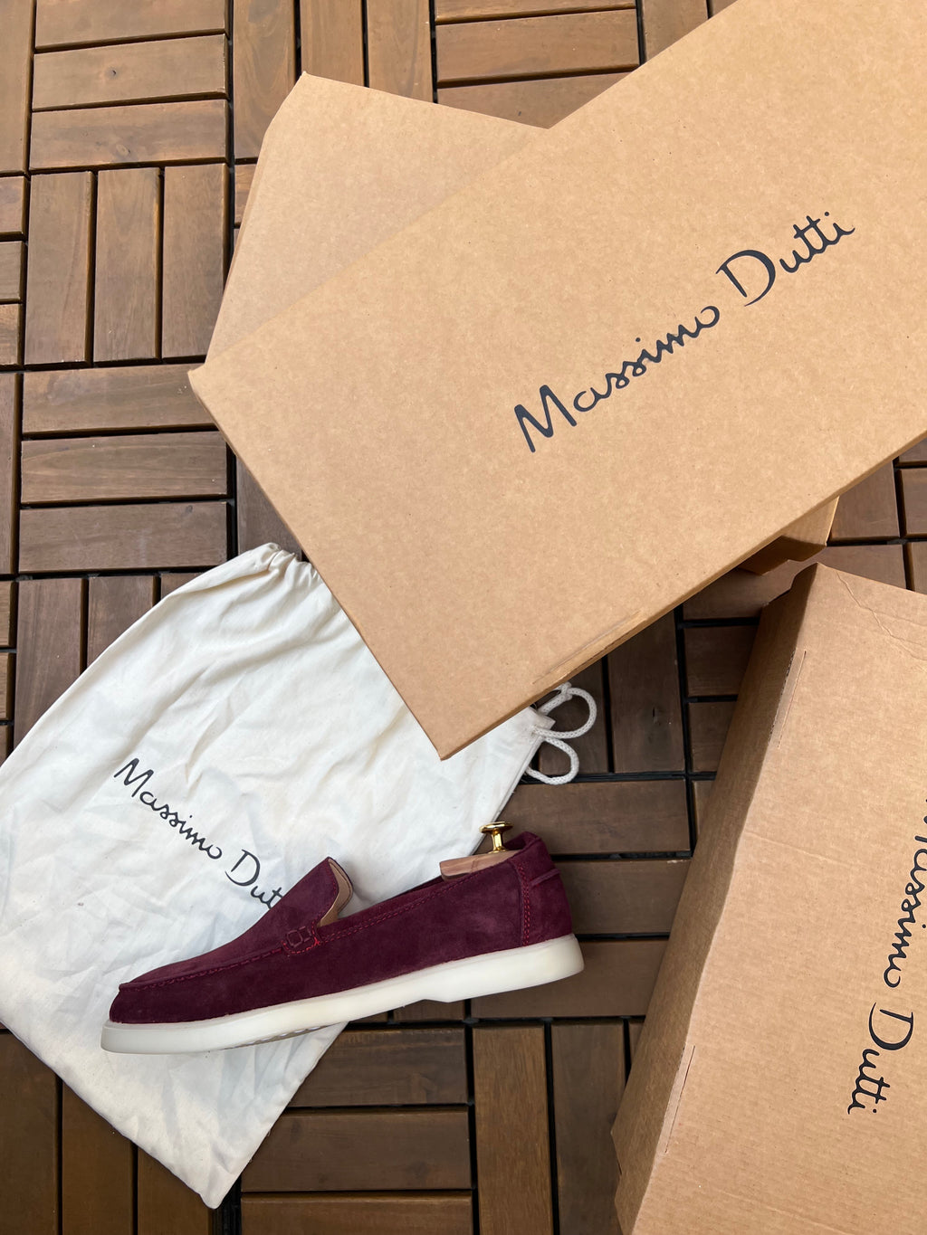 Mocassin daim bordeux